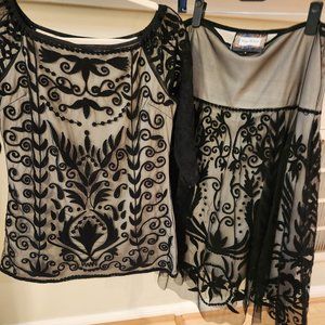 "Vintage" Two-Piece Dress - Black Lace Size Medium